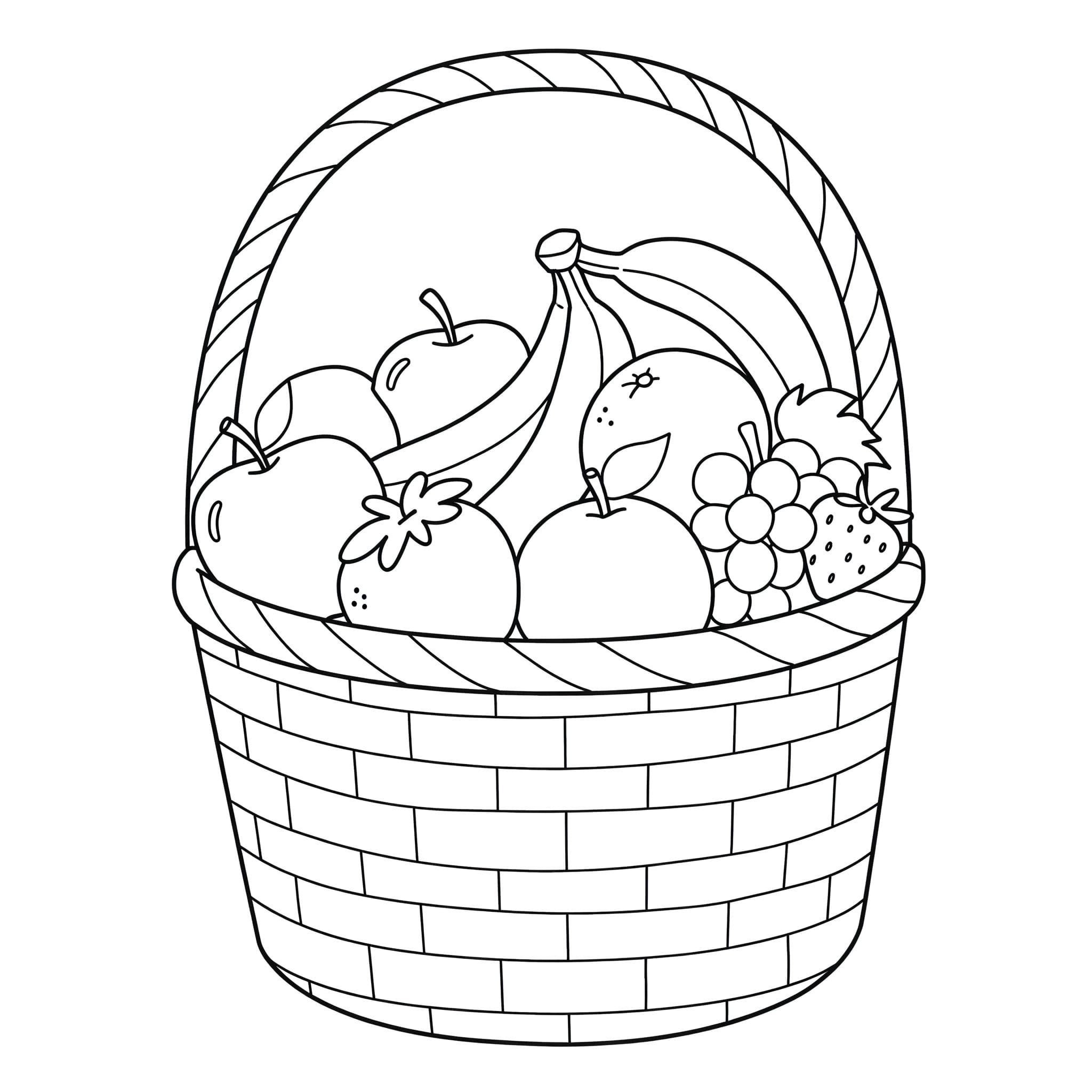 Fruits in the Basket - Juicy Free Coloring Pages for Healthy Fun! - free printable coloring page for kids to download