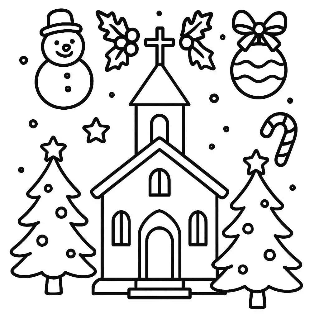 Christmas Joy at the Church: A Holiday Coloring Book - free coloring page image 4 of 4