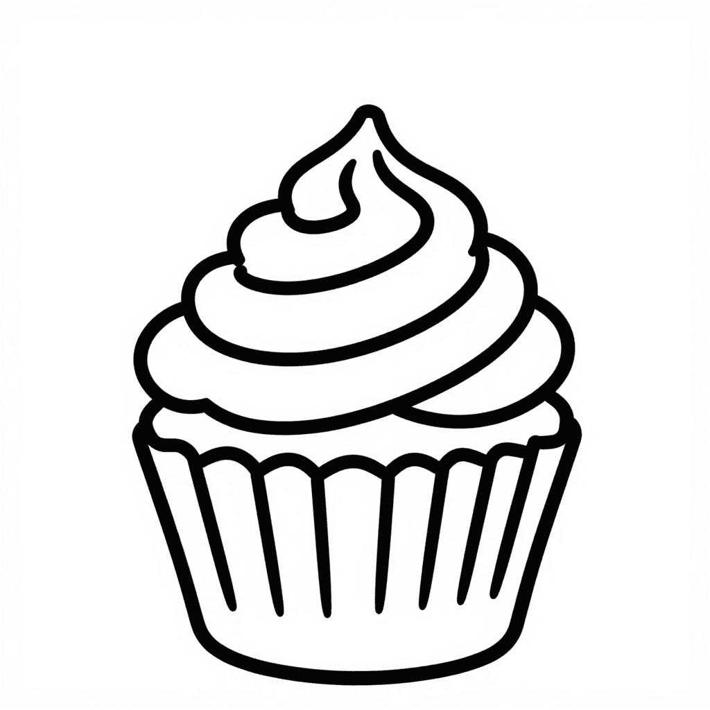 Cupcake With Frosting Coloring Page - free printable coloring page for kids to download