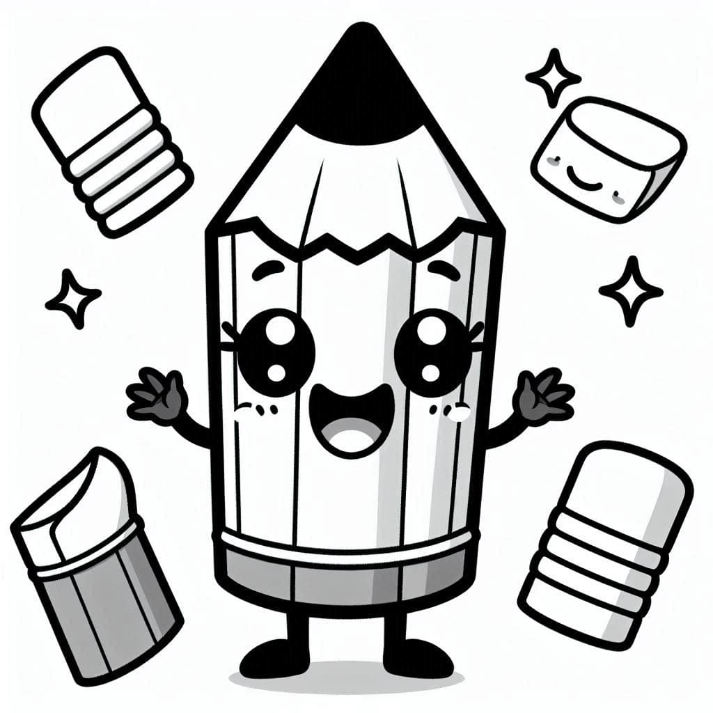 Adorable pencil collection - free printable coloring page for kids to download