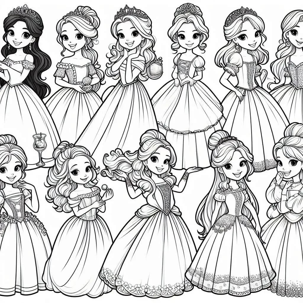 Beautiful Princesses - Enchanting Free Coloring Pages for Royal Creativity! - free printable coloring page for kids to download