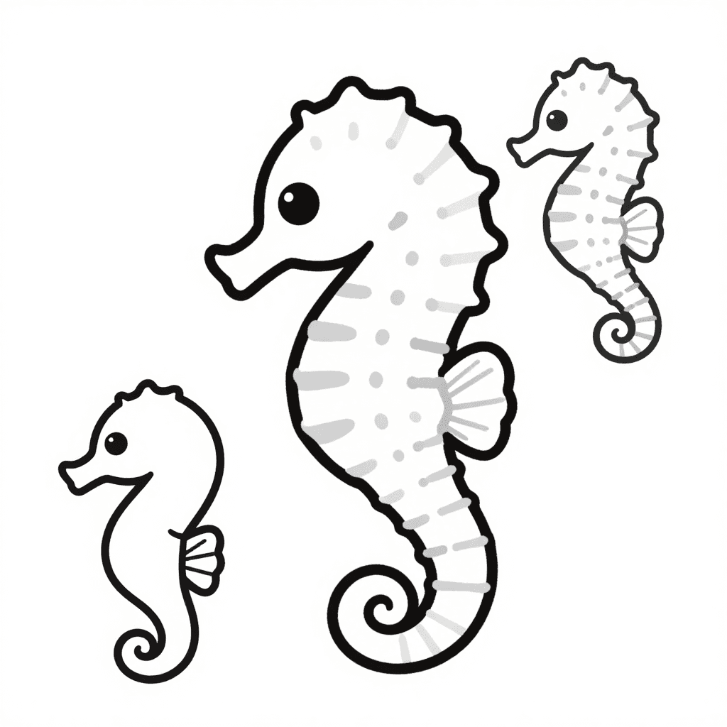 A Seahorse Swimming Coloring Page - free coloring page image 2 of 3