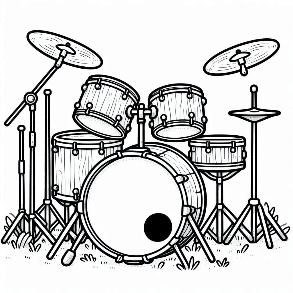 A Drum Set - Rhythmic Free Coloring Pages for Beat Lovers! - free coloring page image 4 of 4