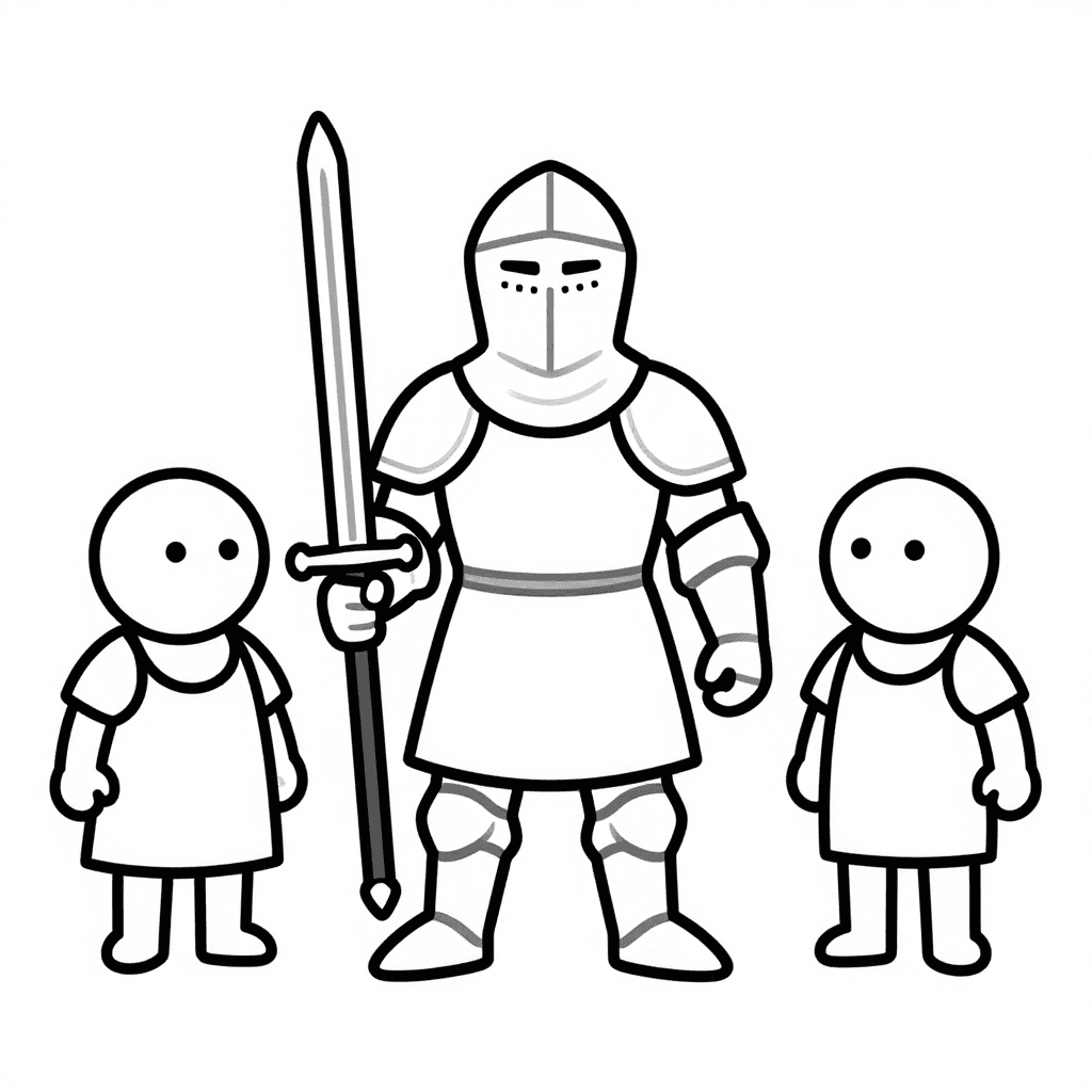A Knight With Sword Coloring Page - free printable coloring page for kids to download
