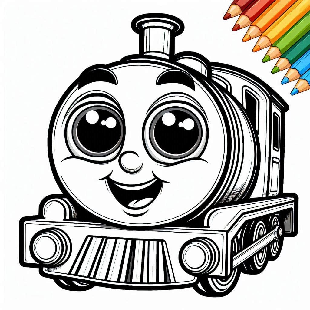 Smiling Train with Big Eyes - Charming Free Coloring Pages for Train Lovers! - free coloring page image 2 of 4