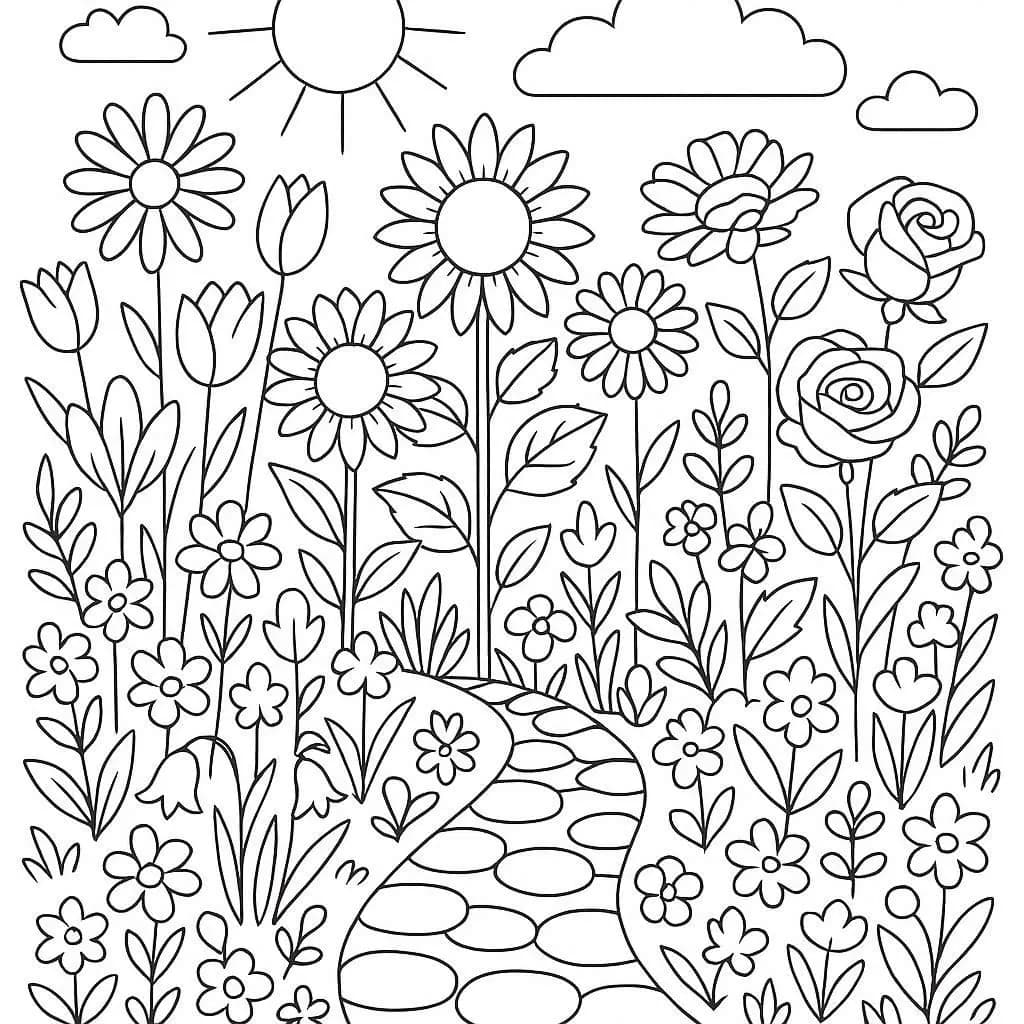 Bloom & Color: A Beautiful Flower Garden - free coloring page image 6 of 6