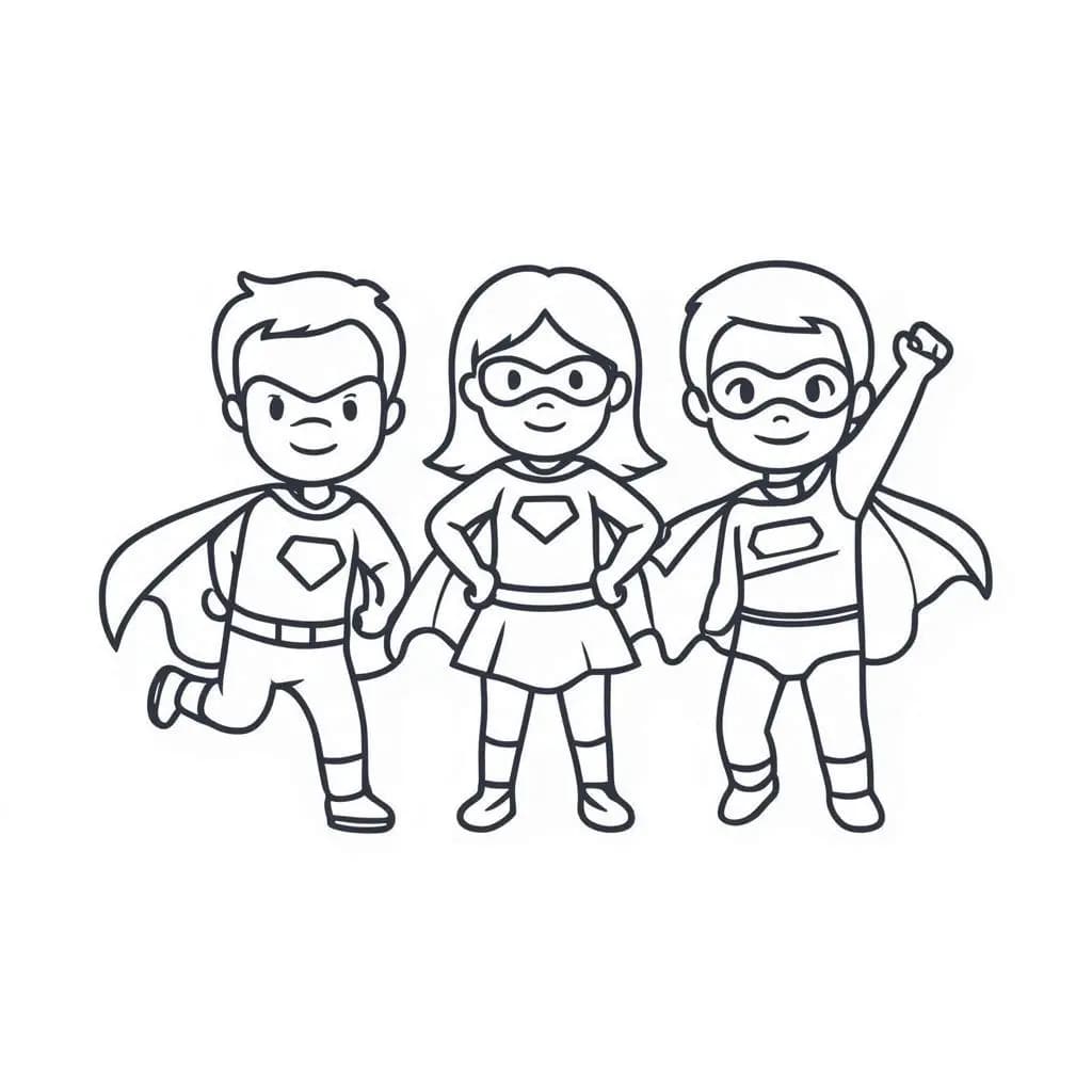 Little Heroes: Kids’ Superhero Coloring Book - free printable coloring page for kids to download