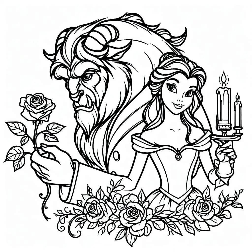 Beauty and the Beast – A Fairytale Coloring Adventure! - free coloring page image 2 of 3