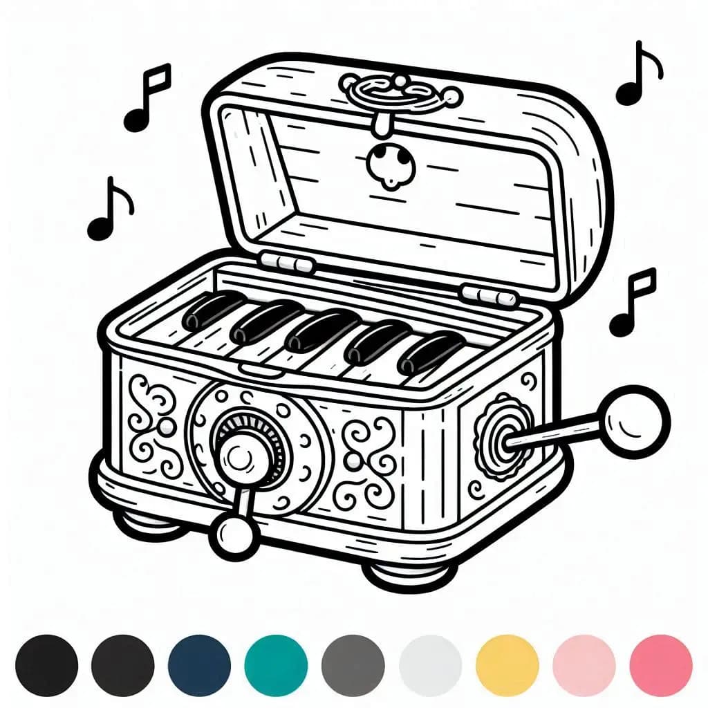 Music Box - Enchanting Free Coloring Pages for Dreamy Melodies! - free printable coloring page for kids to download