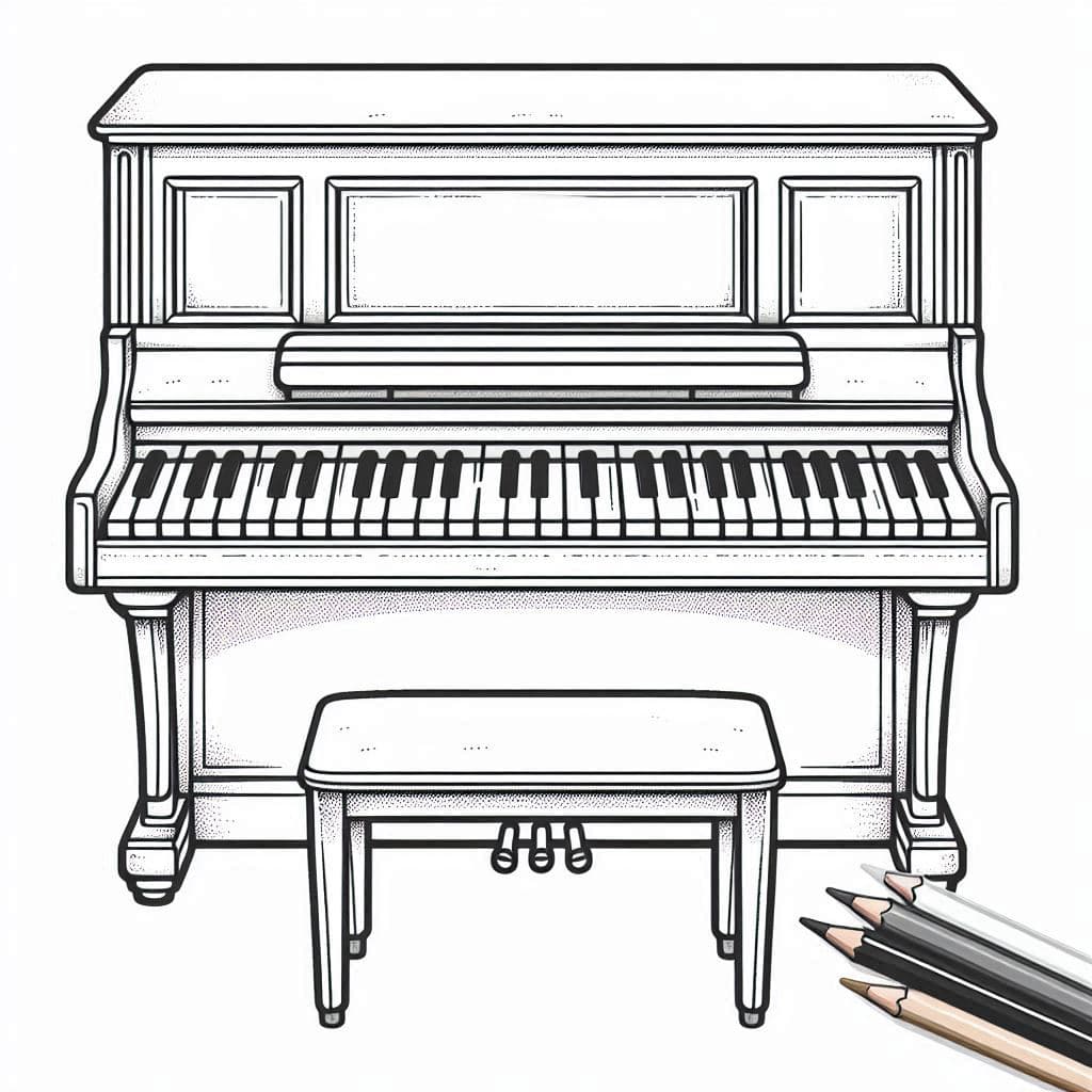 A Piano - Musical Free Coloring Pages for Creative Souls! - free coloring page image 2 of 4