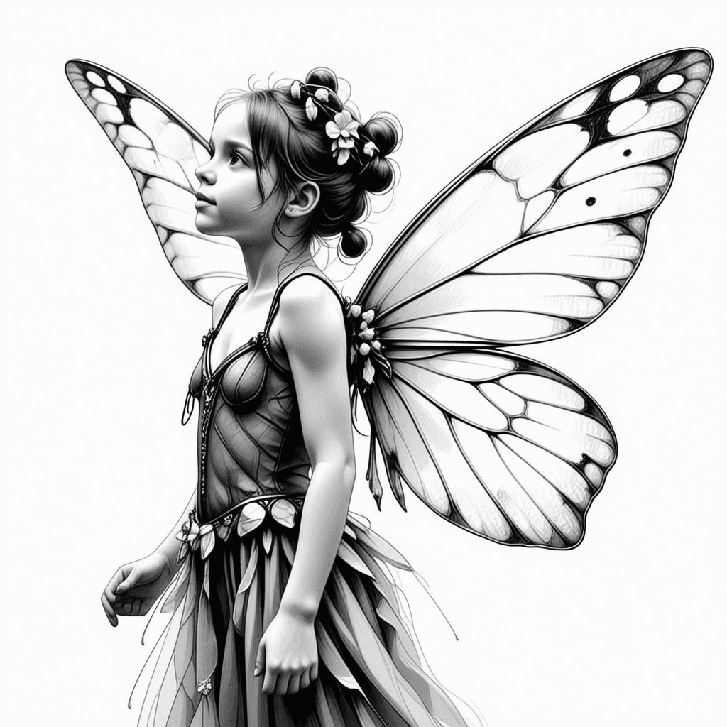 A Fairy With Wings Coloring Page - free coloring page image 4 of 4