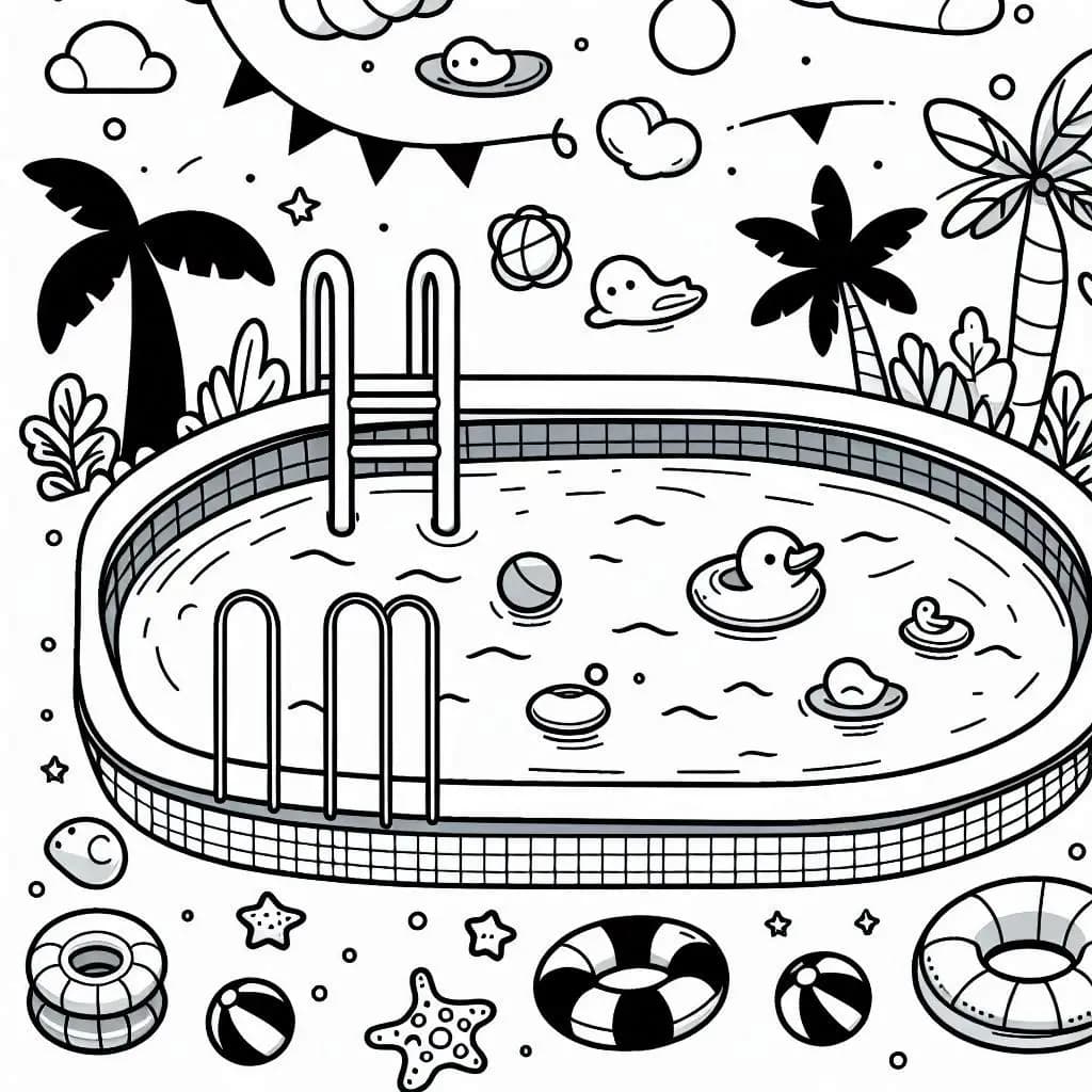 Swimming Pool - Splashy Free Coloring Pages for Summer Fun! - free printable coloring page for kids to download
