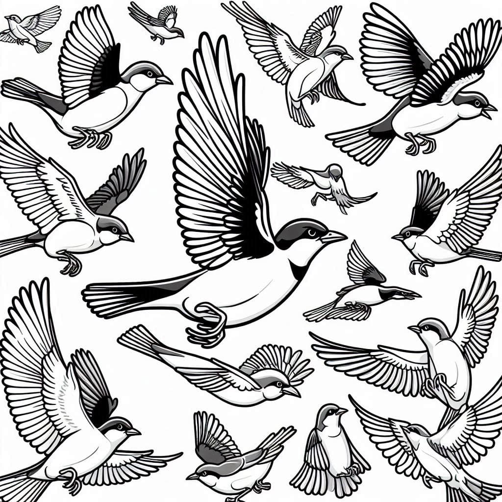 Flying Birds – Graceful Wings in the Sky - free coloring page image 3 of 4