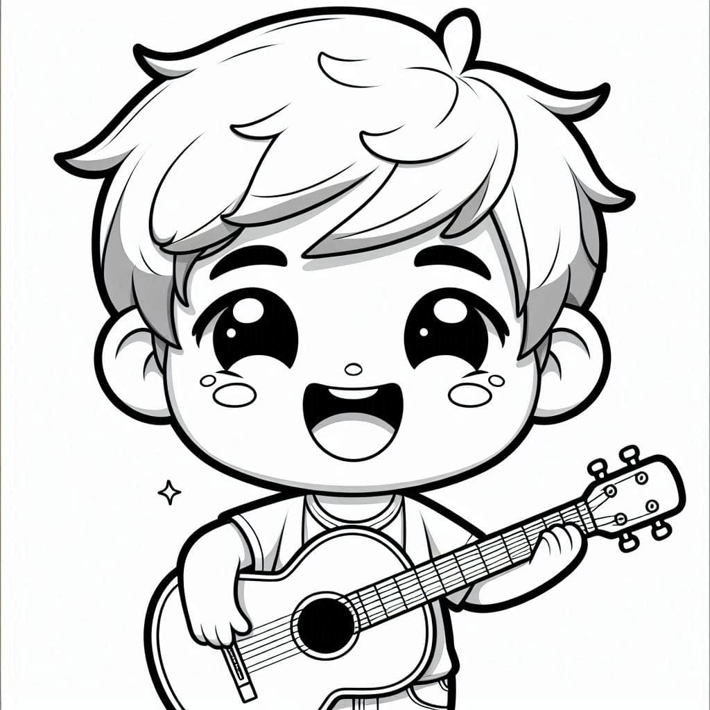 Rockin’ Guitar Boy — Collection Coloring Page for Music Lovers - free coloring page image 3 of 4