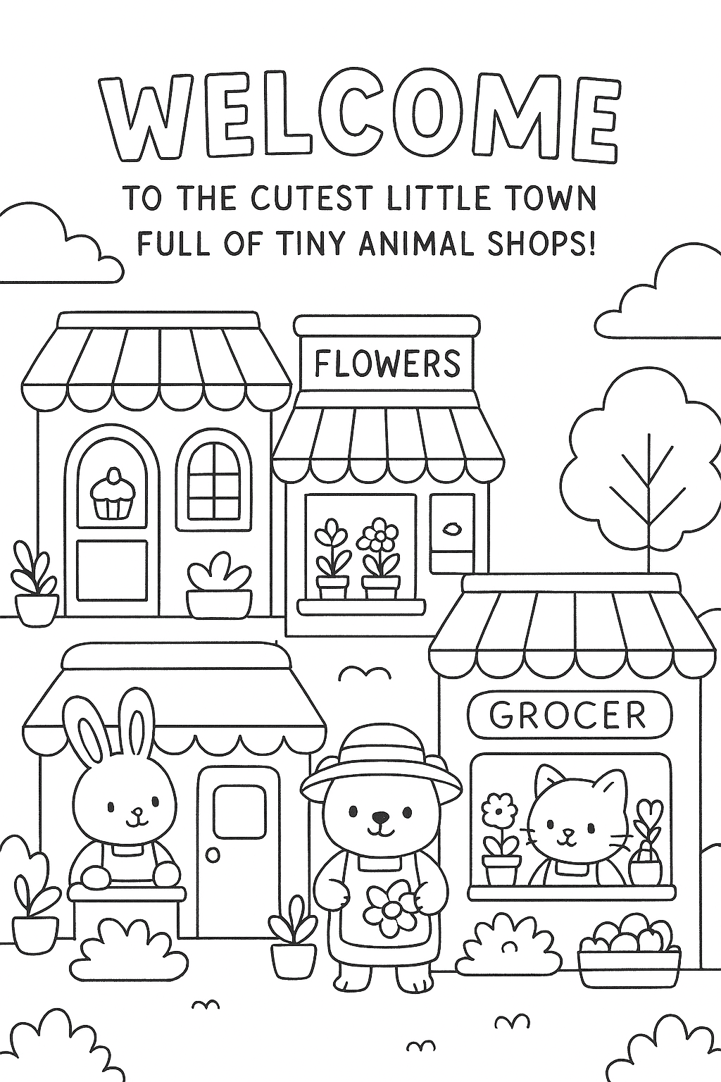 Cute Shop Coloring Page – Adorable Animal Store Scene - free coloring page image 12 of 14