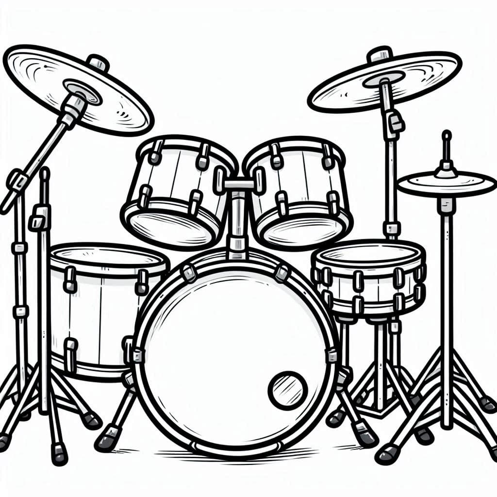 A Drum Set - Rhythmic Free Coloring Pages for Beat Lovers! - free coloring page image 2 of 4