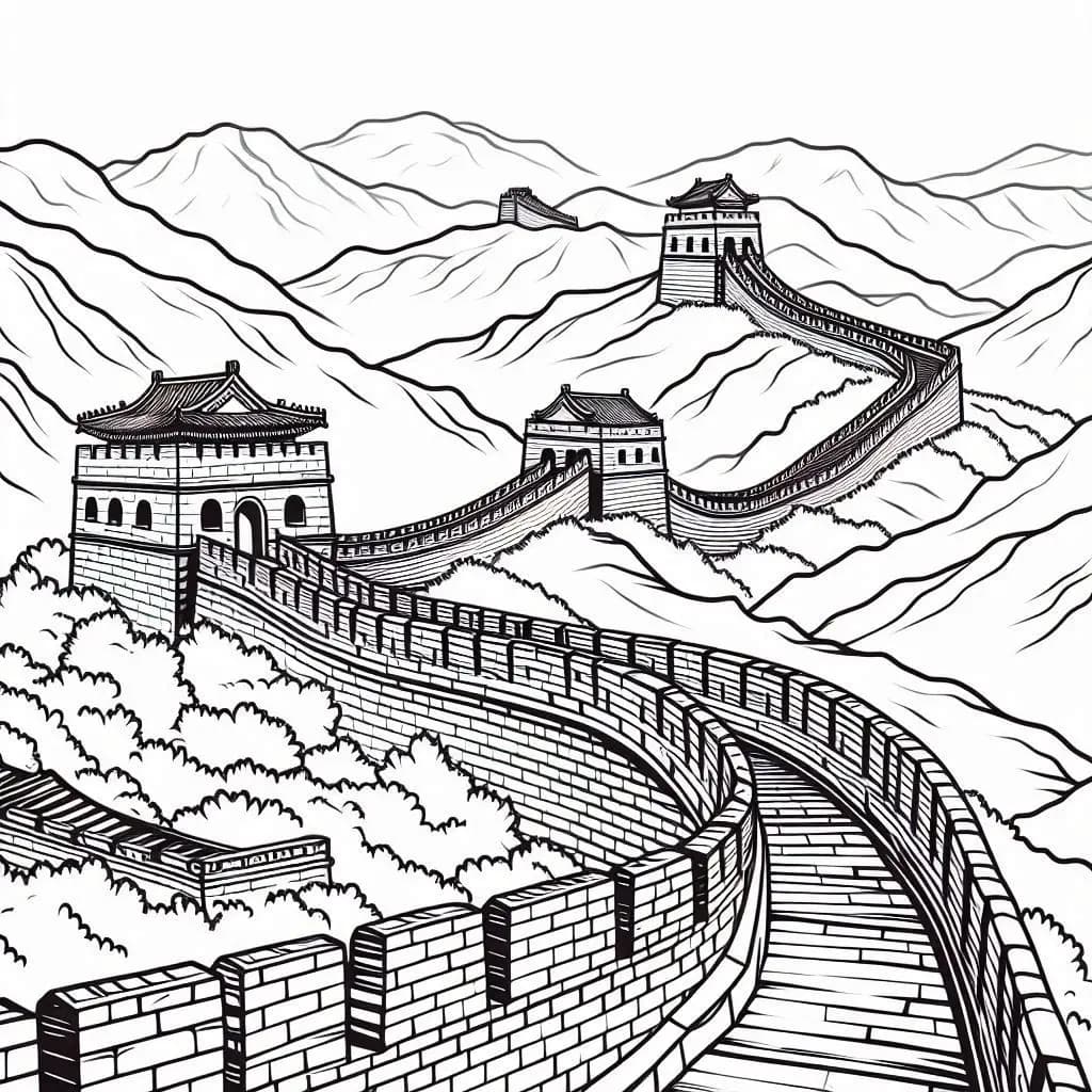 Great Wall of China - Majestic Free Coloring Pages for History & Adventure Lovers! - free printable coloring page for kids to download