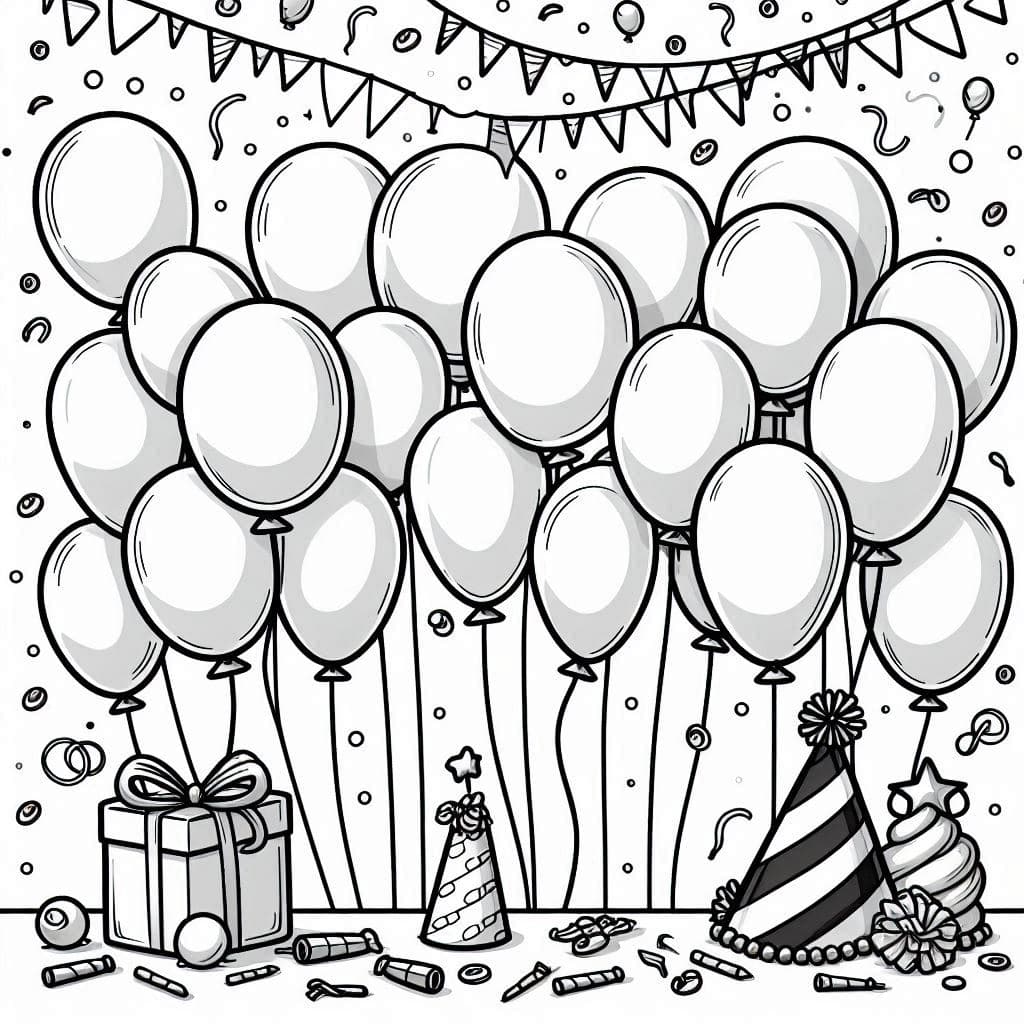 Balloons Party – A Fun and Festive Coloring Adventure! - free coloring page image 3 of 4