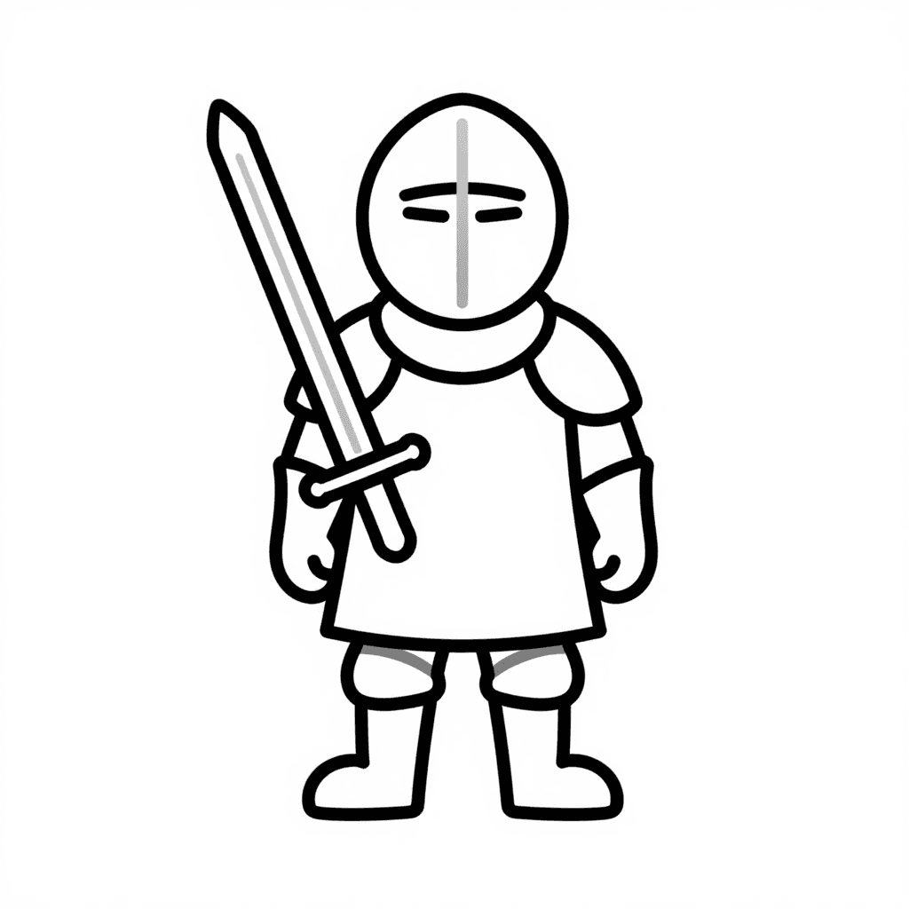 A Knight With Sword Coloring Page - free coloring page image 3 of 3
