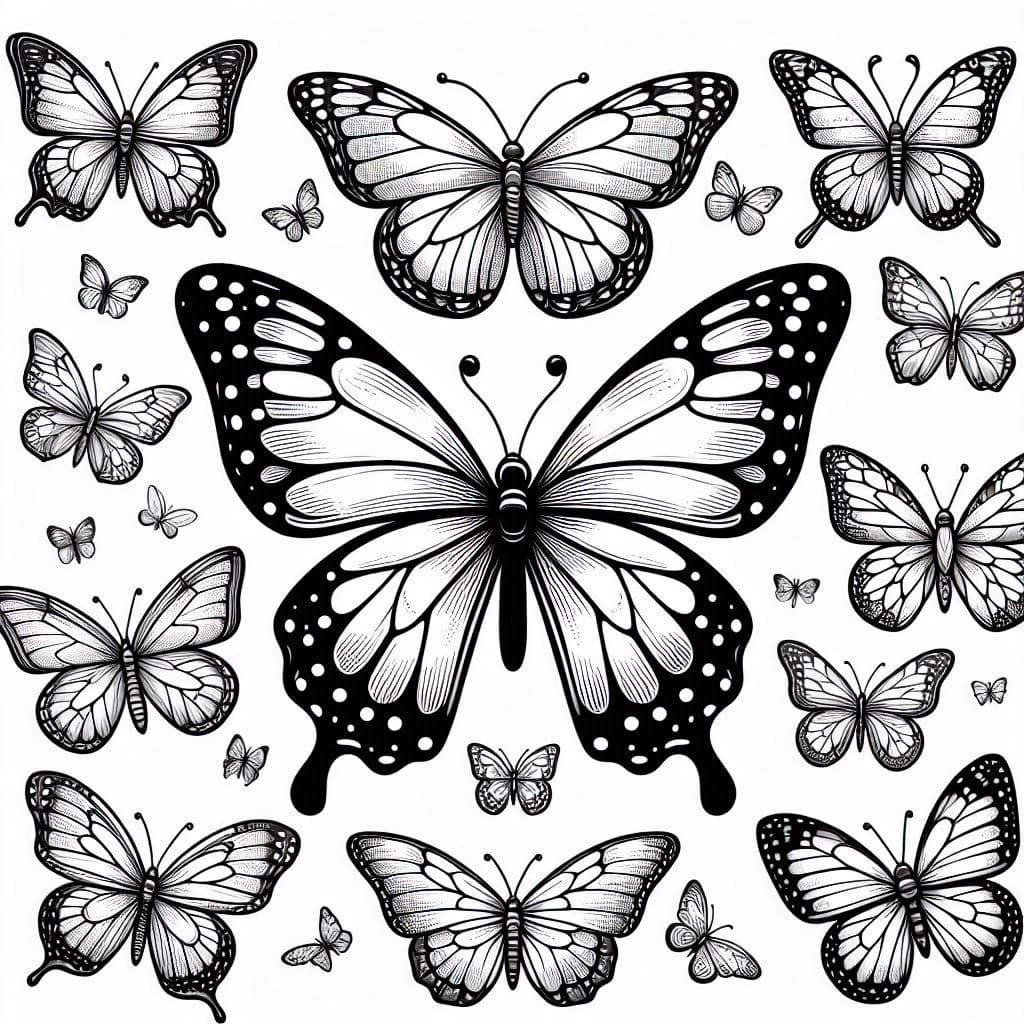 Beautiful Butterflies – A Delightful Coloring Experience! - free coloring page image 3 of 4