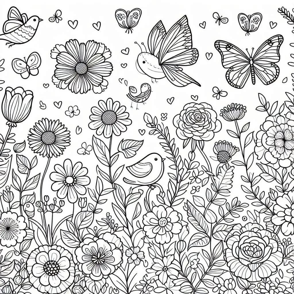 Bloom & Color: A Beautiful Flower Garden - free coloring page image 4 of 6