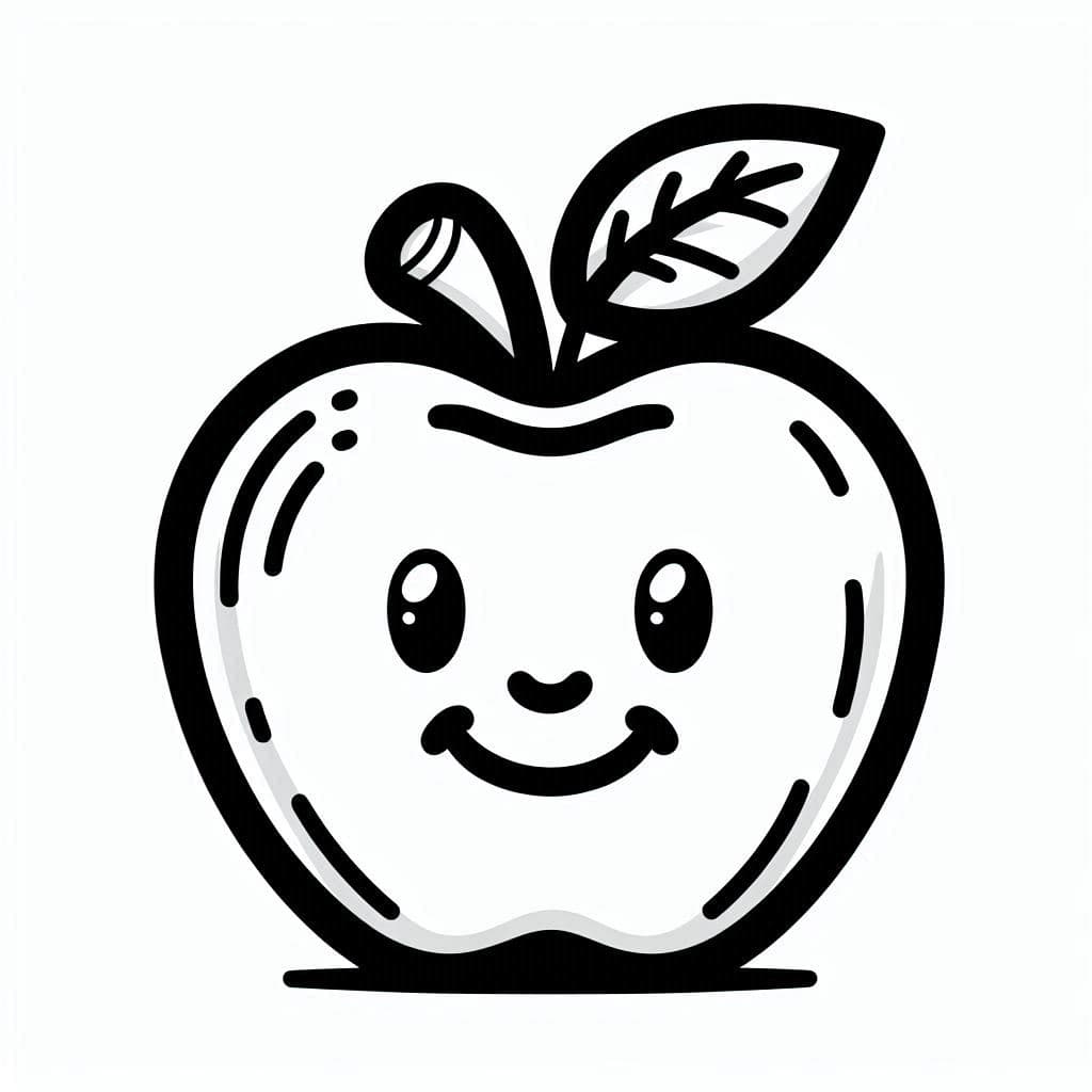 Smiling Apple - Juicy Free Coloring Pages for Fruit Lovers! - free coloring page image 2 of 4