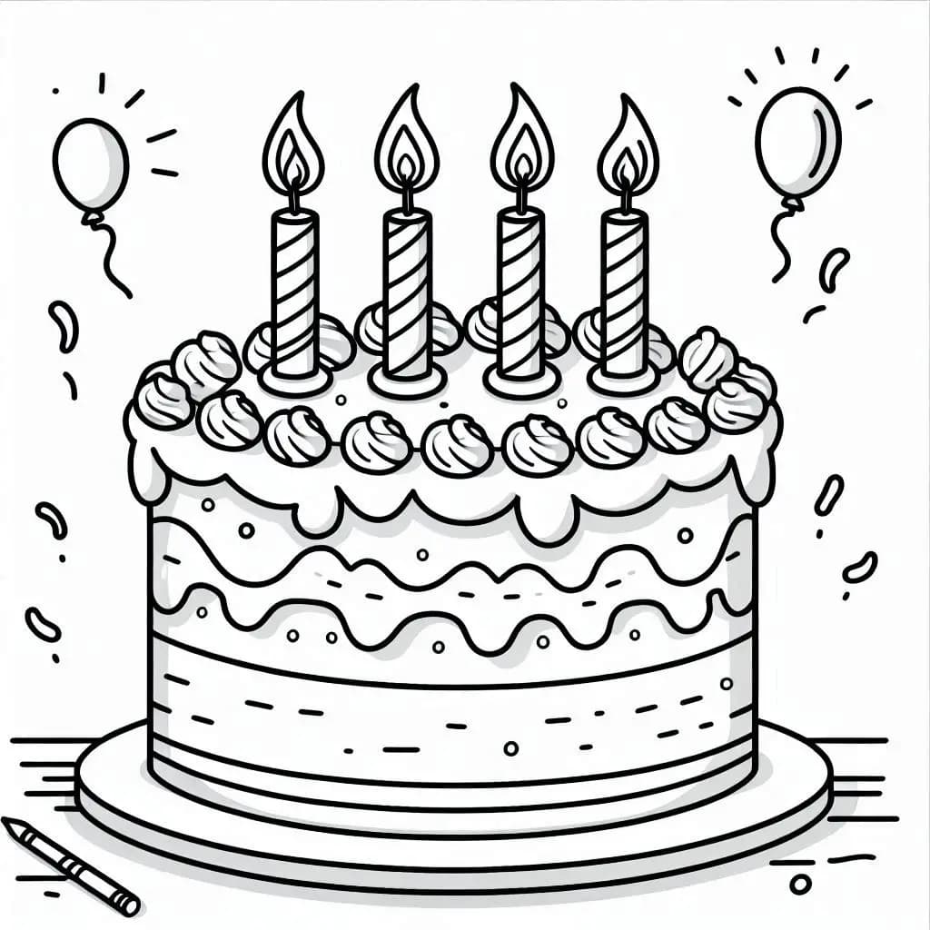 Birthday Cake - Sweet and Festive Free Coloring Pages for Celebrations! - free printable coloring page for kids to download