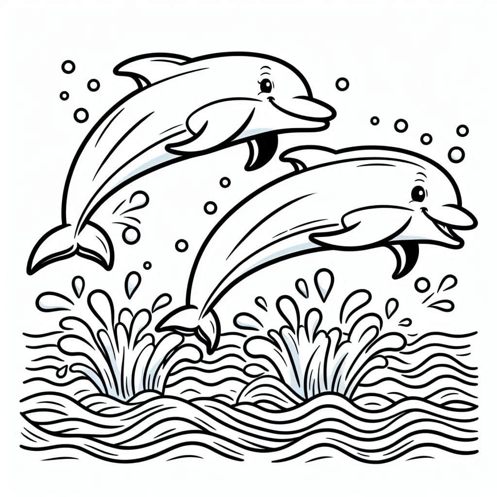 Jumping Dolphins – A Fun and Playful Coloring Adventure! - free coloring page image 3 of 4