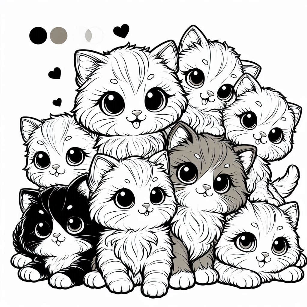 Fluffy Kittens - Adorable Free Coloring Pages for Cat Lovers! - free coloring page image 3 of 4