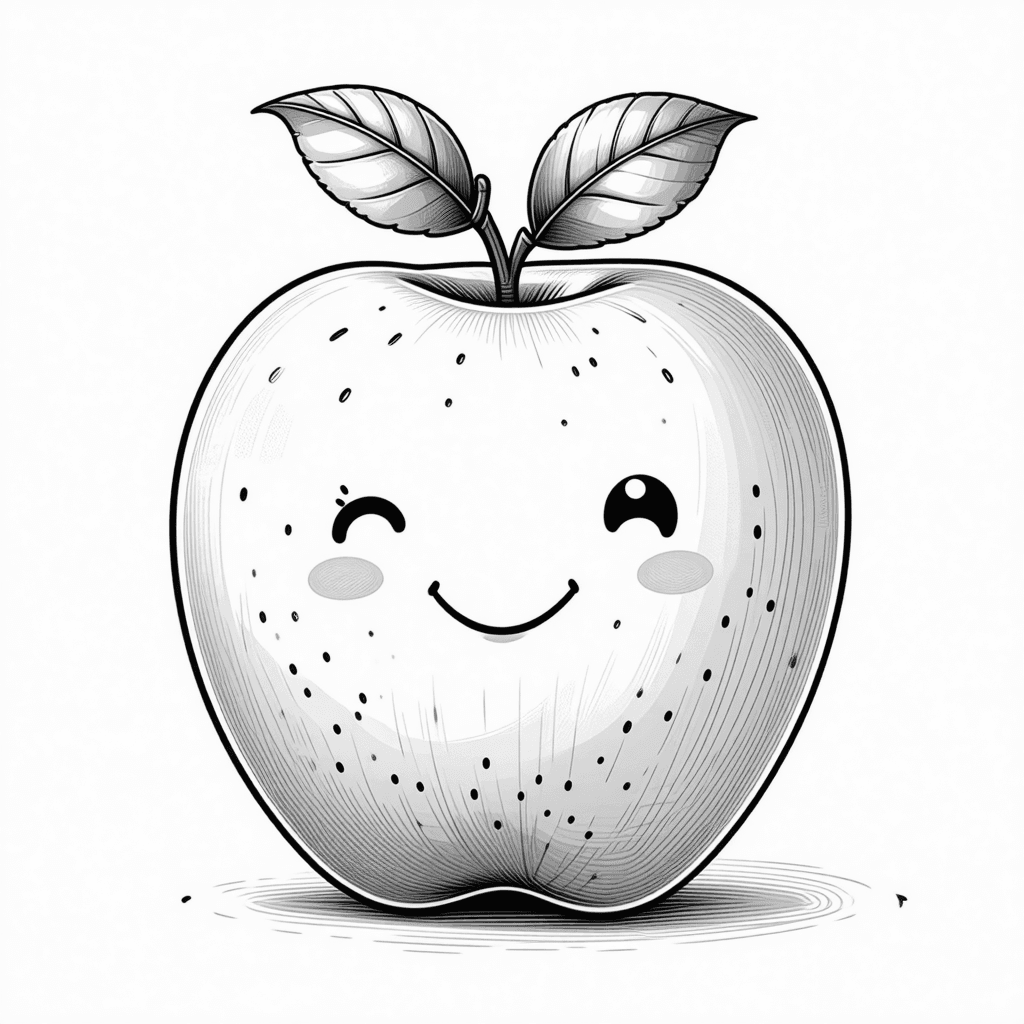A Apple With Leaf Coloring Page - free coloring page image 2 of 4