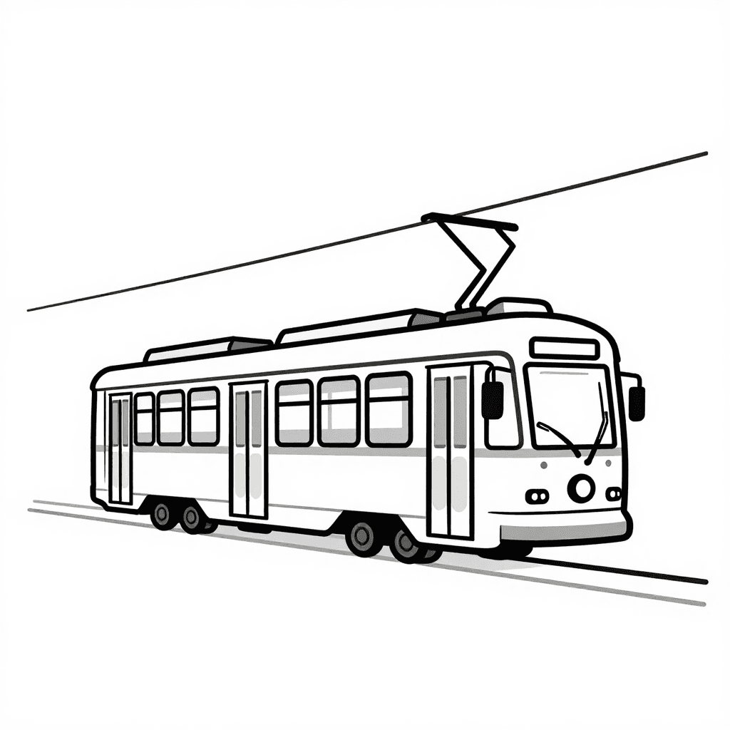 A Tram Coloring Page - free printable coloring page for kids to download