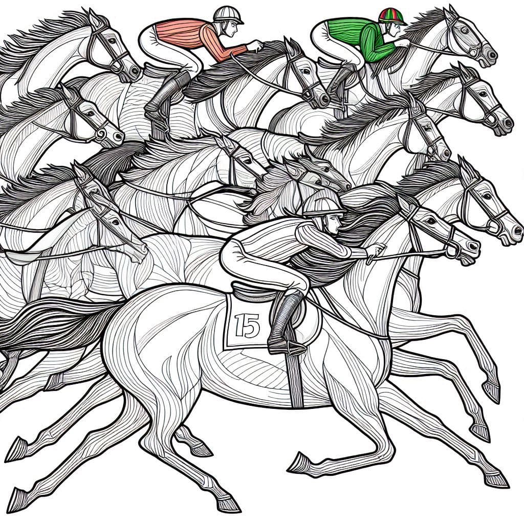  Gallop & Color: Horse Racing Adventure - free coloring page image 3 of 4