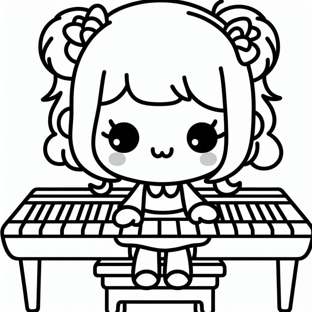 A Girl Play Piano - Musical Free Coloring Pages for Young Artists! - free coloring page image 2 of 4