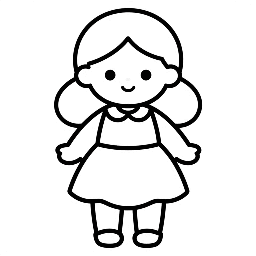 A Doll With Dress Coloring Page - free printable coloring page for kids to download