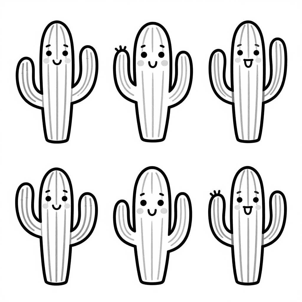Cactus In Desert Coloring Page - free coloring page image 2 of 4