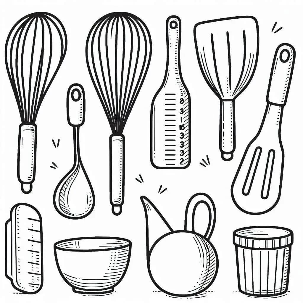 Kitchen Colors: Beautiful Cooking Tools  - free coloring page image 2 of 5