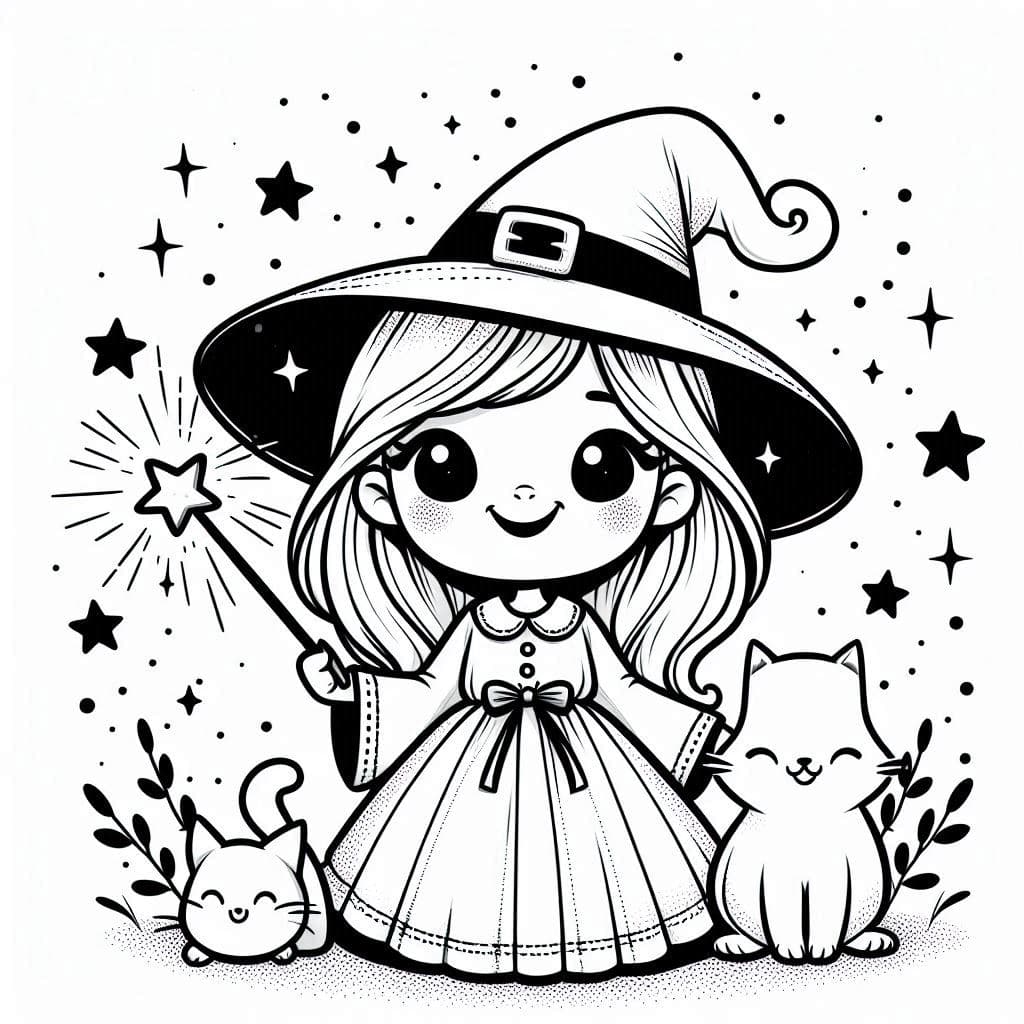 Kind Witch - Friendly & Magical Free Coloring Pages! - free coloring page image 3 of 4