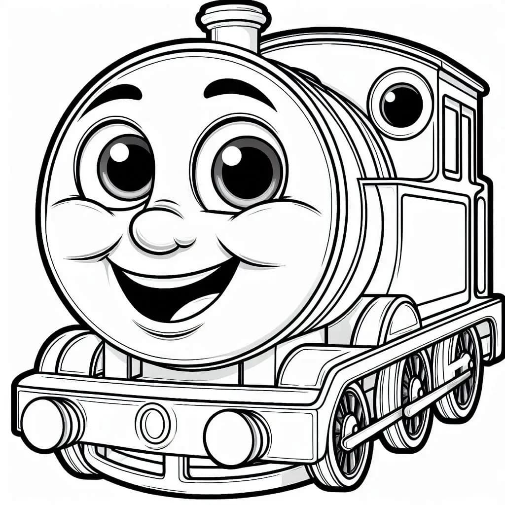 Smiling Train with Big Eyes - Charming Free Coloring Pages for Train Lovers! - free printable coloring page for kids to download