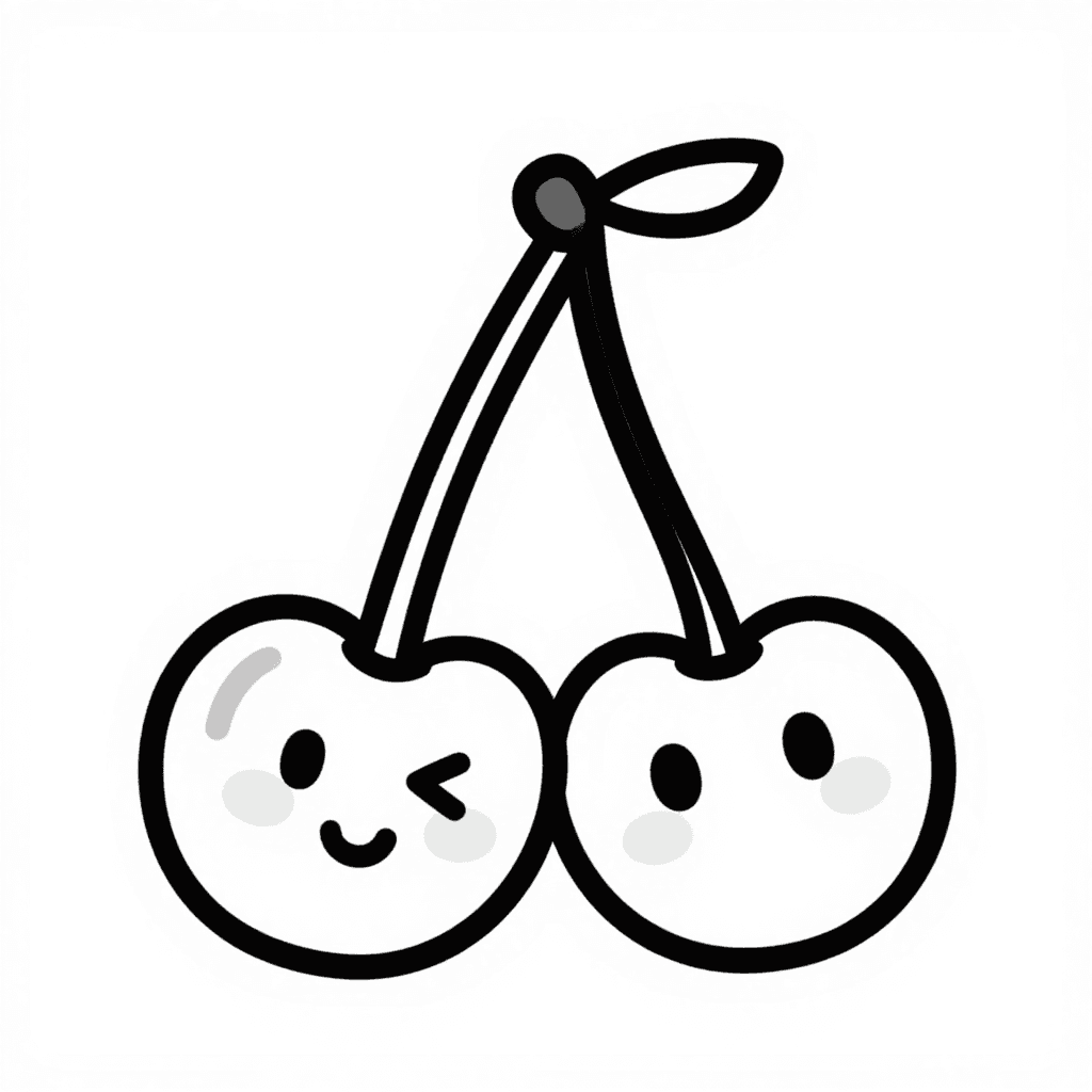 A Cherry With Stem Coloring Page - free coloring page image 2 of 3