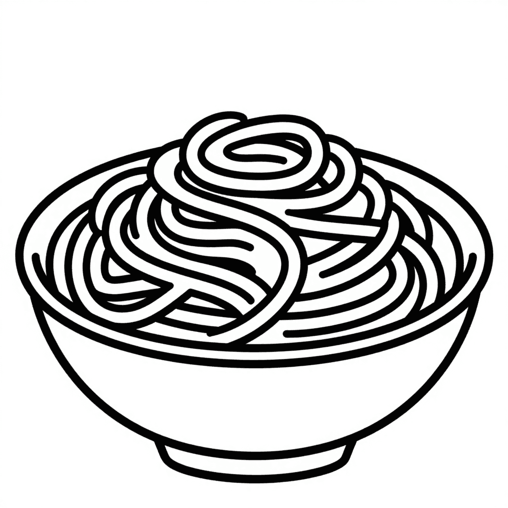 A Bowl Of Spaghetti Coloring Page - free printable coloring page for kids to download