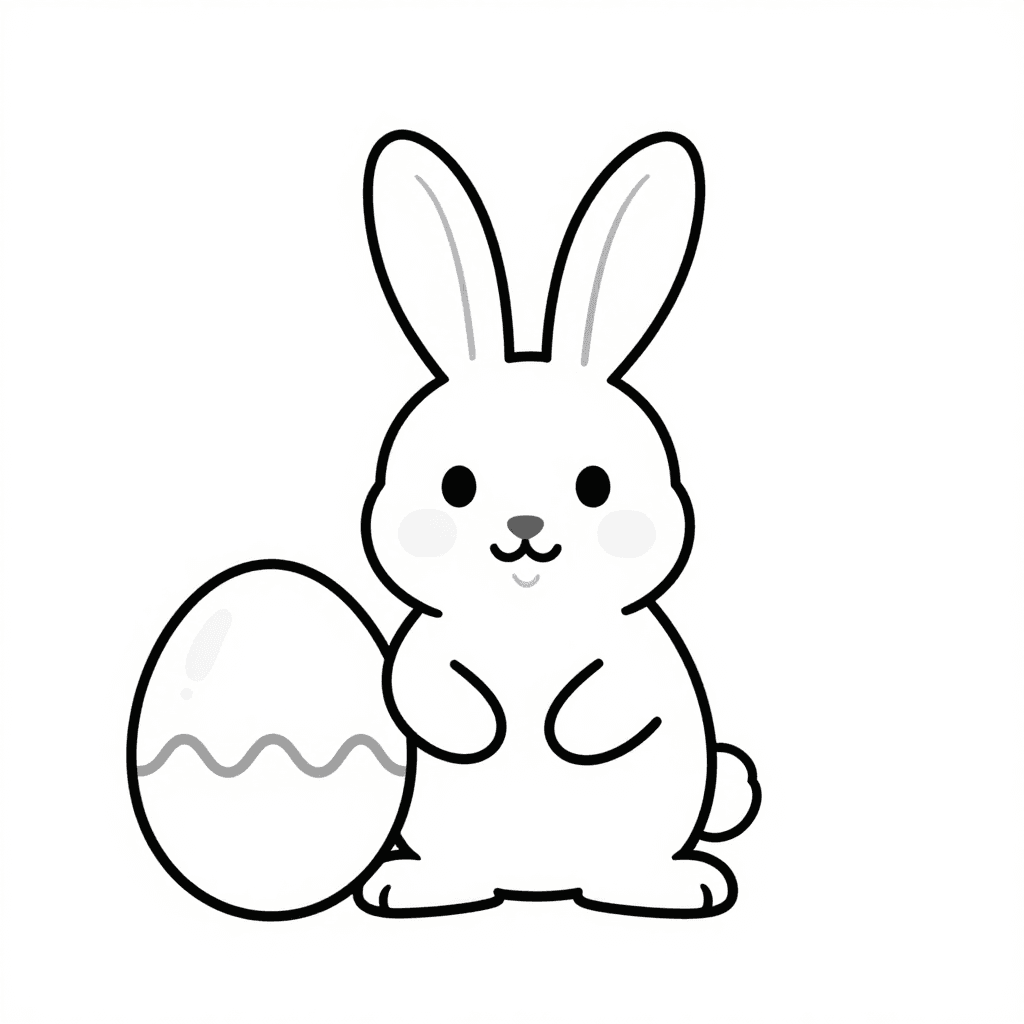 Easter Bunny With Egg Coloring Page - free printable coloring page for kids to download