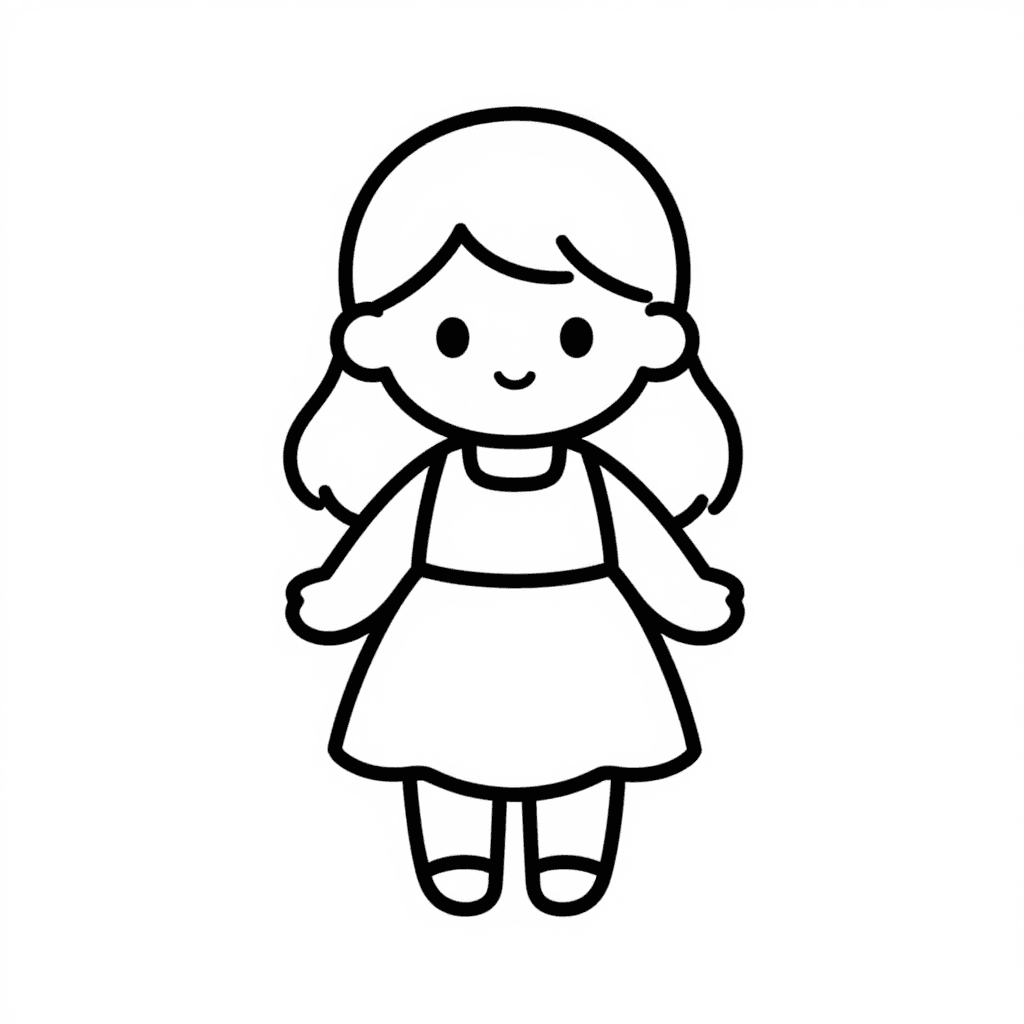 A Doll With Dress Coloring Page - free coloring page image 3 of 3