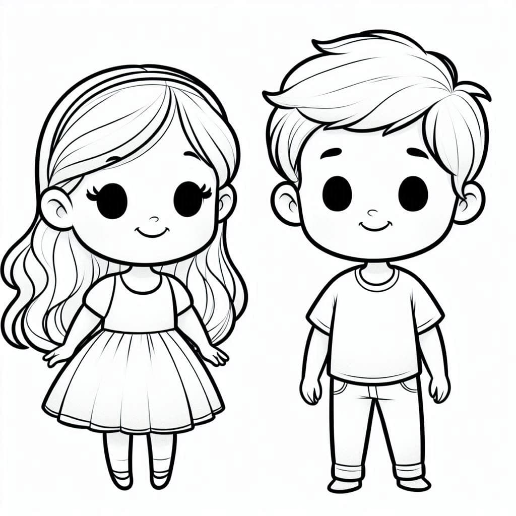 Girl and Boy - Fun and Free Coloring Pages for Everyone! - free coloring page image 2 of 4