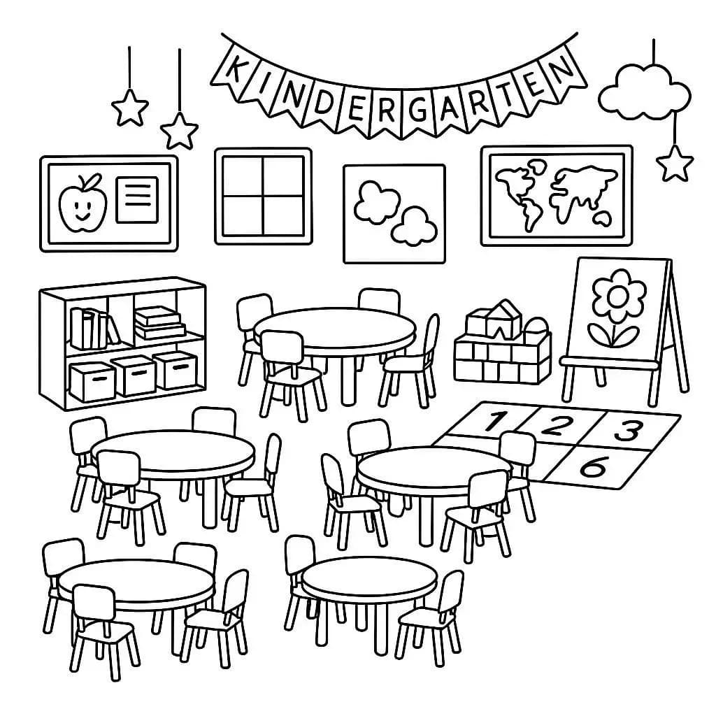 Fun in KinderClass: Happy Classroom Coloring Book - free coloring page image 3 of 4