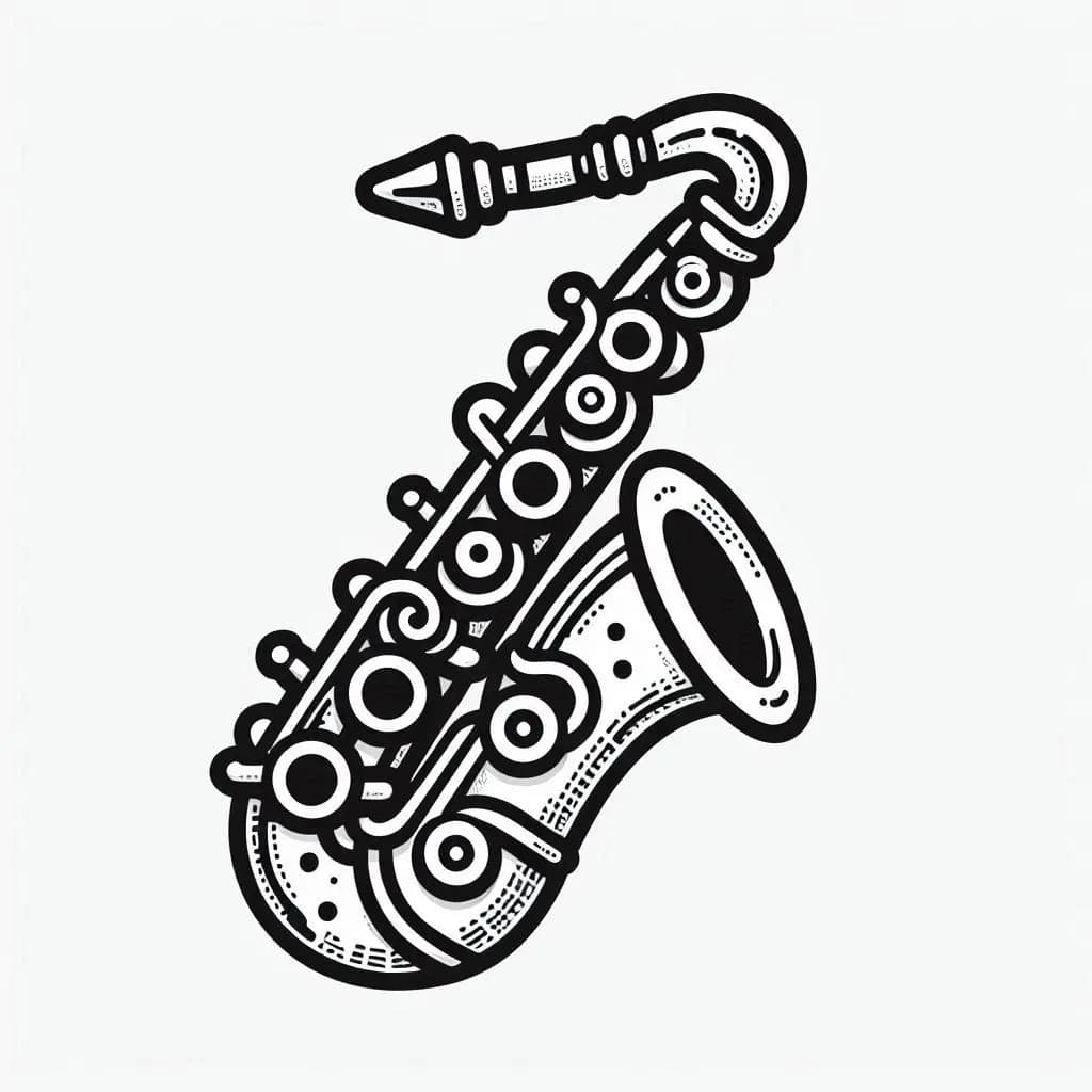 A Saxophone - Soulful Free Coloring Pages for Music & Art Lovers! - free printable coloring page for kids to download