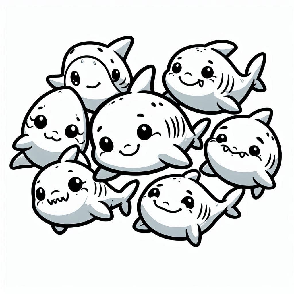 Baby Sharks – A Fin-tastic Coloring Adventure! - free coloring page image 2 of 4