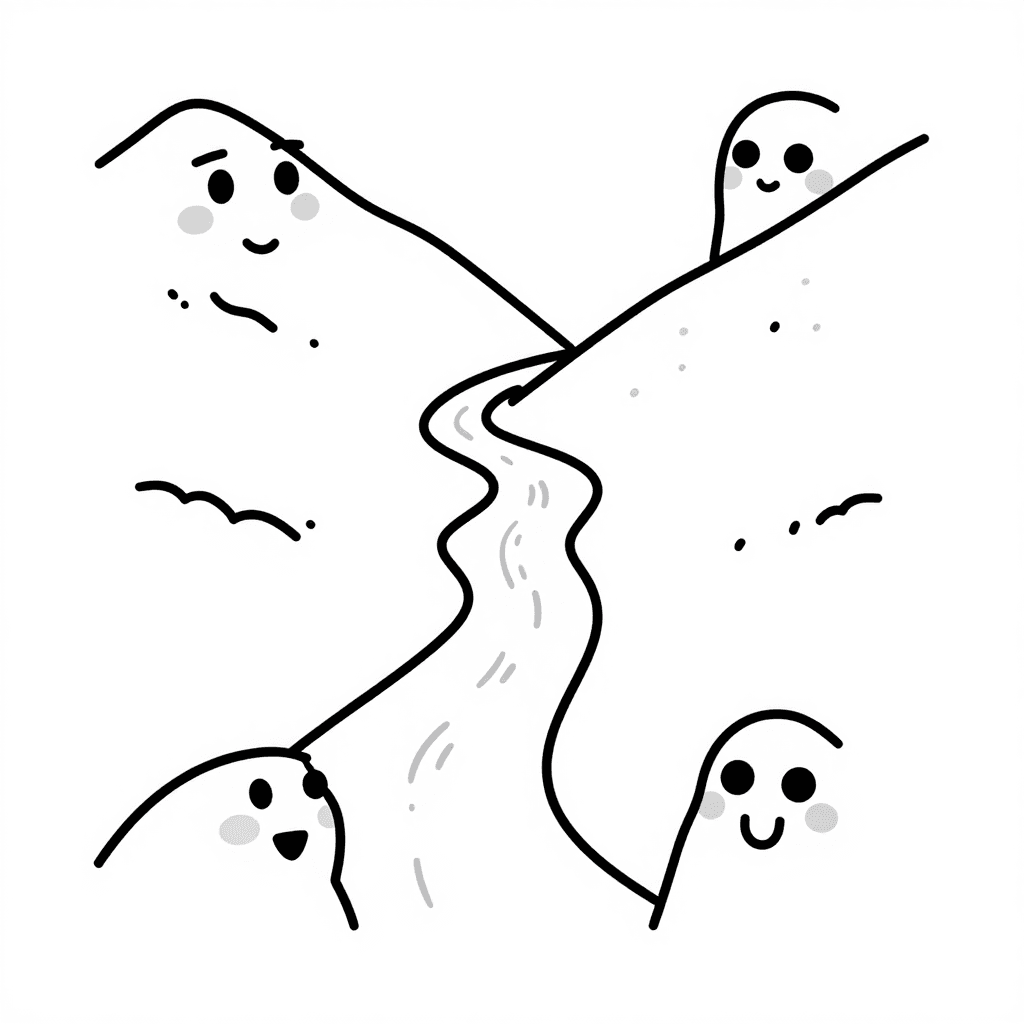 A River Winding Through Valley Coloring Page - free coloring page image 2 of 3