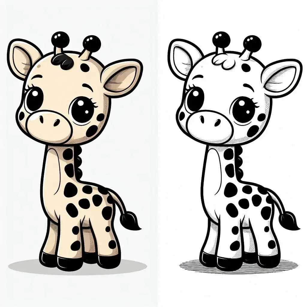 Giraffe Cartoon – A Tall and Fun Coloring Adventure - free printable coloring page for kids to download