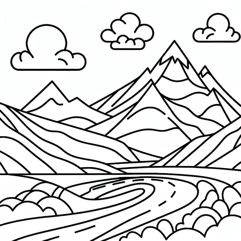 Mountain with Road - Scenic Free Coloring Pages for Adventure Lovers! - free printable coloring page for kids to download