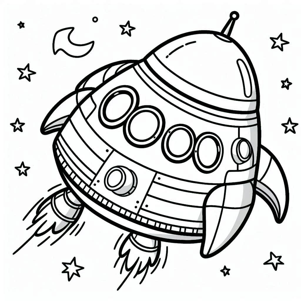 Air Space Ship – Explore the Universe with Coloring Fun!  - free coloring page image 4 of 4